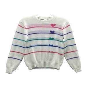 Vintage Kosugi Sweater Youth Girls 14 Stripe Heart Academia Preppy 90 Chic Cute